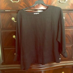 Bryn Walker Black Heavy Linen cropped top